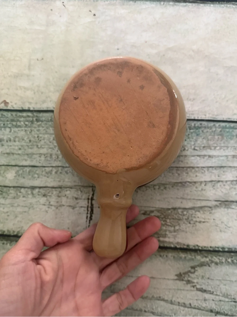 Grandmacore Brown Ceramic French Onion Soup Crock or planter.